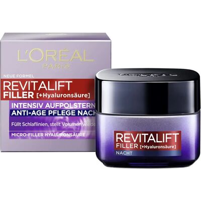 L'Oréal Paris Revitalift Filler Crème Nuit - Anti-Âge, Hyaluronique, Rides, Hydratante, Tous Types de Peau L'Oréal Paris Revitalift Filler Crème Nuit - Anti-Âge, Hyaluronique, Rides, Hydratante, Tous Types de Peau