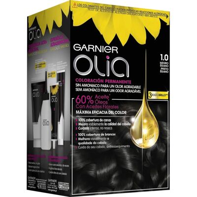 Garnier Olia 1.0 Ebony Black Hair Dye - Permanent Color Garnier Olia 1.0 Ebony Black Hair Dye - Permanent Color