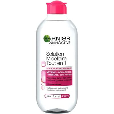 Solution micellaire tout-en-1 de garnier 400ML - Flacon - Publicité Solution micellaire tout-en-1 de garnier 400ML - Flacon - Publicité