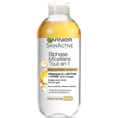 Garnier Ultra Doux Solution Biphase Micellaire Tout-en-1 Démaquillant Waterproof - Publicité Garnier Ultra Doux Solution Biphase Micellaire Tout-en-1 Démaquillant Waterproof - Publicité