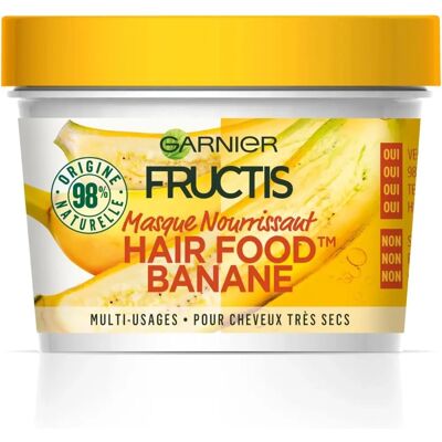 Masque nourrissant à la banane Garnier - 3-en-1 pour cheveux très secs - Publicité Masque nourrissant à la banane Garnier - 3-en-1 pour cheveux très secs - Publicité