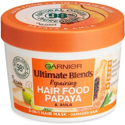 Garnier Fructis Papaya Hair Food - Masque Capillaire pour Cheveux Abîmés - 390ml - Publicité Garnier Fructis Papaya Hair Food - Masque Capillaire pour Cheveux Abîmés - 390ml - Publicité