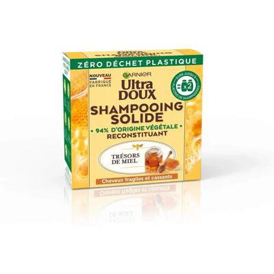 Shampoing solide Ultra Doux Garnier - Miel - 60 g - Publicité Shampoing solide Ultra Doux Garnier - Miel - 60 g - Publicité