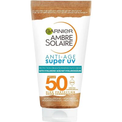 Garnier Crème Solaire Anti-Âge super UV SPF50 (50ml) - Publicité Garnier Crème Solaire Anti-Âge super UV SPF50 (50ml) - Publicité