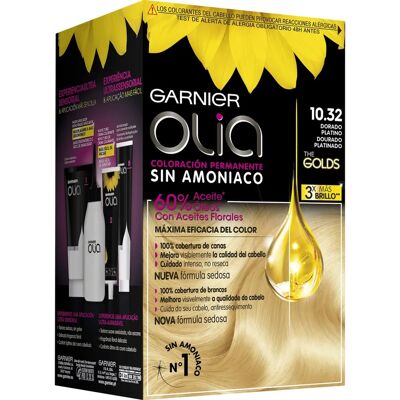 Tinte de cabello Garnier Olia Oro Platino - Permanente, 54ml Tinte de cabello Garnier Olia Oro Platino - Permanente, 54ml