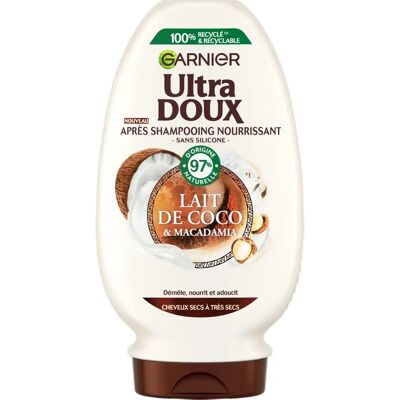 Après-shampooing nourrissant Garnier Ultra DOUX au lait de coco et macadamia - Publicité Après-shampooing nourrissant Garnier Ultra DOUX au lait de coco et macadamia - Publicité