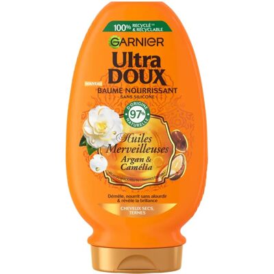 Après-shampoing Garnier Ultra DOUX Nourrissant Huile d'argan et de camélia - Publicité Après-shampoing Garnier Ultra DOUX Nourrissant Huile d'argan et de camélia - Publicité