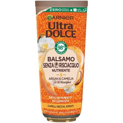 Après-shampoing Garnier Ultra Dolce Huile d'Argan & Camélia - Soins capillaires naturels - Publicité Après-shampoing Garnier Ultra Dolce Huile d'Argan & Camélia - Soins capillaires naturels - Publicité