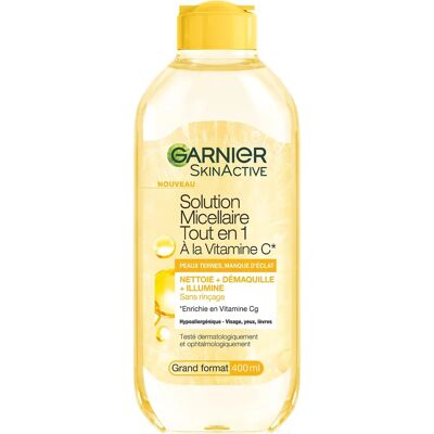 Garnier Solution Micellaire Tout en 1 à la Vitamine C 400 ml - Solution Micellaire - Publicité Garnier Solution Micellaire Tout en 1 à la Vitamine C 400 ml - Solution Micellaire - Publicité