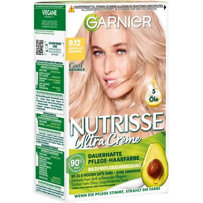 Coloration Capillaire Nutrisse Ultra Cream Permanente de GARNIER - 9.12 Blond Perle Très Clair Coloration Capillaire Nutrisse Ultra Cream Permanente de GARNIER - 9.12 Blond Perle Très Clair