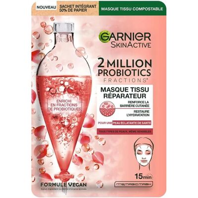 Masque tissu réparateur Garnier SkinActive - Probiotiques 2M - 22g - Publicité Masque tissu réparateur Garnier SkinActive - Probiotiques 2M - 22g - Publicité