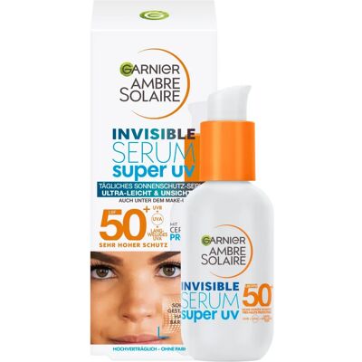 Garnier SPF 50+ Super UV Invisible Serum Moisturiser - Sun Protection for Face Garnier SPF 50+ Super UV Invisible Serum Moisturiser - Sun Protection for Face
