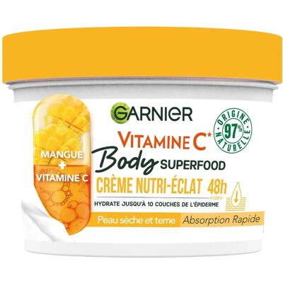 Crème pour le corps Garnier Superfood Mangue et Vitamine C - Soins du corps - Publicité Crème pour le corps Garnier Superfood Mangue et Vitamine C - Soins du corps - Publicité