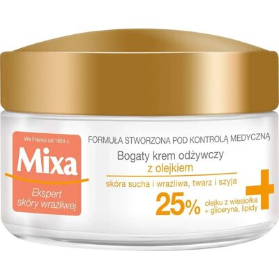 Krem odżywczy Mixa z olejem z wiesiołka - Dla skóry wrażliwej i suchej Krem odżywczy Mixa z olejem z wiesiołka - Dla skóry wrażliwej i suchej