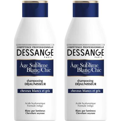 Shampooing bleu Déjaunisseur à l'acide hyaluronique pour cheveux blancs et gris - Publicité Shampooing bleu Déjaunisseur à l'acide hyaluronique pour cheveux blancs et gris - Publicité