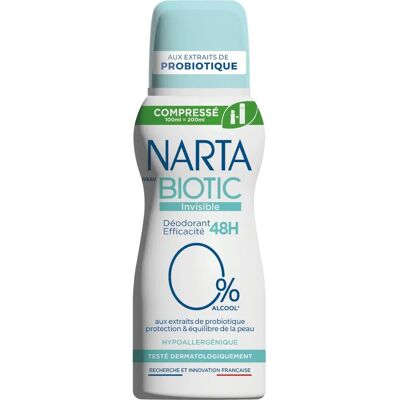 Déodorant Biotic 0% Alcool Invisible de Narta - Hypoallergénique - Publicité Déodorant Biotic 0% Alcool Invisible de Narta - Hypoallergénique - Publicité