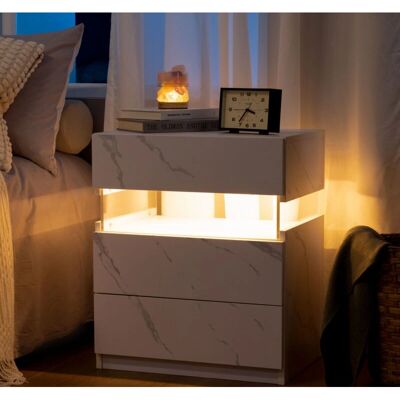OKWISH - LED 3-drawer acrylic nightstand - Panel acrílico - Mesita de noche OKWISH - LED 3-drawer acrylic nightstand - Panel acrílico - Mesita de noche