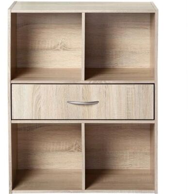 Calicosy - Scaffale di stoccaggio 4 cubi con cassetto - Legno chiaro Calicosy - Scaffale di stoccaggio 4 cubi con cassetto - Legno chiaro