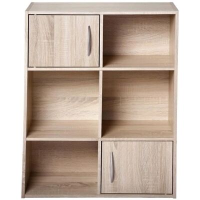 CALICOSY Light Wood Storage Shelf - 6 Compartments & 2 Doors - Storage Shelf CALICOSY Light Wood Storage Shelf - 6 Compartments & 2 Doors - Storage Shelf