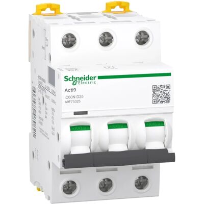 Schneider Electric - Acti9 iC60N 3P 25A Curva D - Interruptor Schneider Electric - Acti9 iC60N 3P 25A Curva D - Interruptor