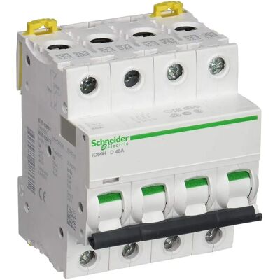 Schneider Electric A9F85440 Disjoncteur 4P - 40A, Courbe D - Publicité Schneider Electric A9F85440 Disjoncteur 4P - 40A, Courbe D - Publicité