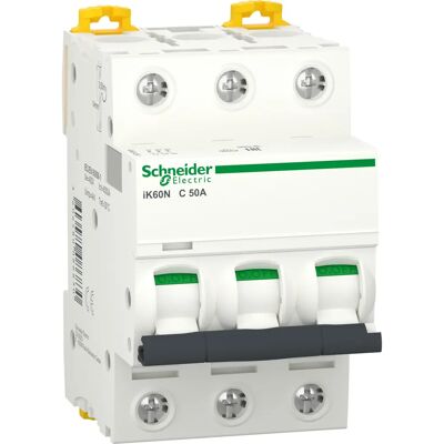 Schneider Electric A9K24350 Interruptor Automático - 3 Módulos - Tipo C - 50A Schneider Electric A9K24350 Interruptor Automático - 3 Módulos - Tipo C - 50A