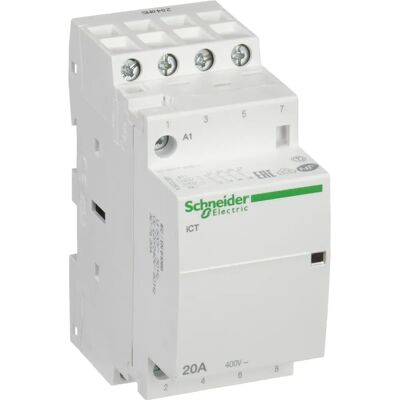 Schneider Electric A9C22824 Contactor - 20A, 4NO, 220-240VAC - White Schneider Electric A9C22824 Contactor - 20A, 4NO, 220-240VAC - White