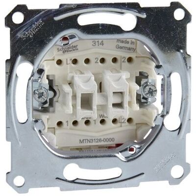 Schneider Electric MTN3126-0000 Dubbele Schakelaar Module - 10A 250V Schneider Electric MTN3126-0000 Dubbele Schakelaar Module - 10A 250V