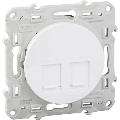 Schneider Electric Odace - Prise double RJ45 - Catégorie 6 - Blanc - Fixation par vis - Publicité Schneider Electric Odace - Prise double RJ45 - Catégorie 6 - Blanc - Fixation par vis - Publicité