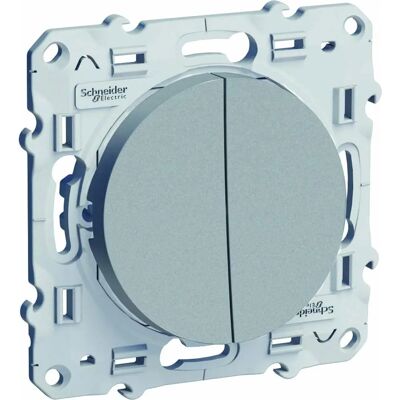 Schneider Electric Odace Interrupteur Double en Aluminium - Interrupteur - Publicité Schneider Electric Odace Interrupteur Double en Aluminium - Interrupteur - Publicité
