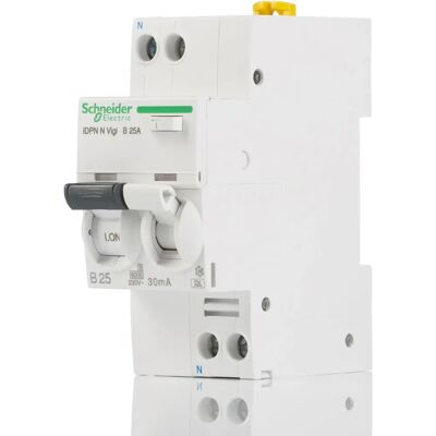 Schneider Electric A9D56625 1P+N 25A RCBO - Disyuntor diferencial Schneider Electric A9D56625 1P+N 25A RCBO - Disyuntor diferencial