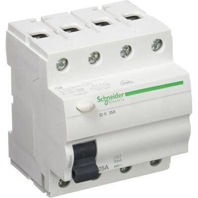 Schneider Fehlerstromschutzschalter - Typ AC, 4P, 25A, 30mA Schneider Fehlerstromschutzschalter - Typ AC, 4P, 25A, 30mA