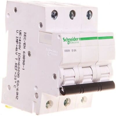 Schneider A9K01306 Disjoncteur 3P 6A B Type - Interrupteur différentiel - Publicité Schneider A9K01306 Disjoncteur 3P 6A B Type - Interrupteur différentiel - Publicité