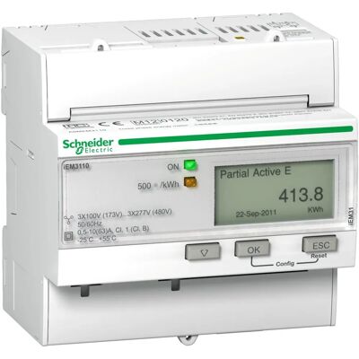 Schneider Electric A9MEM3110 - Medidor de energía trifásico - 63A - Salida de impulsos Schneider Electric A9MEM3110 - Medidor de energía trifásico - 63A - Salida de impulsos