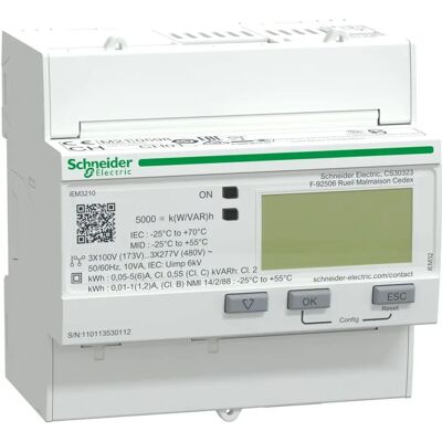 Compteur d'énergie Schneider Electric Acti9 iEM3210 - 3 phases, impulsions, MID - Publicité Compteur d'énergie Schneider Electric Acti9 iEM3210 - 3 phases, impulsions, MID - Publicité
