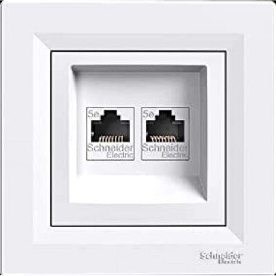 Dvojitá RJ45 Cat.5e zásuvka od Schneider Electric - Bílá - Síťové příslušenství Dvojitá RJ45 Cat.5e zásuvka od Schneider Electric - Bílá - Síťové příslušenství