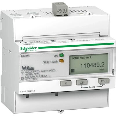Schneider Electric A9MEM3250 - Compteur d'énergie - Triphasé, Multi-tarifs, M-Bus - Publicité Schneider Electric A9MEM3250 - Compteur d'énergie - Triphasé, Multi-tarifs, M-Bus - Publicité