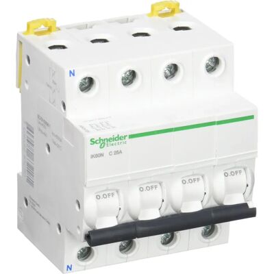 Schneider Electric A9K24725 - Interruptor automático - 25A, 3 Polos + Neutro, Curva C Schneider Electric A9K24725 - Interruptor automático - 25A, 3 Polos + Neutro, Curva C