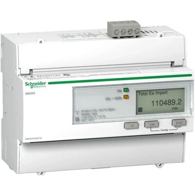 Compteur d'énergie triphasé Schneider Electric A9MEM3355 - 125A, 4 tarifs, Modbus - Publicité Compteur d'énergie triphasé Schneider Electric A9MEM3355 - 125A, 4 tarifs, Modbus - Publicité