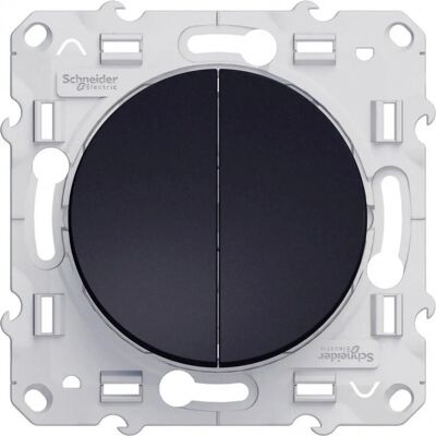Interrupteur double Schneider Electric Odace Anthracite - Commutateur électrique - Publicité Interrupteur double Schneider Electric Odace Anthracite - Commutateur électrique - Publicité