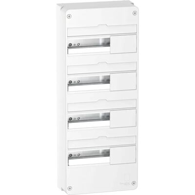 Schneider Resi9 - Coffret électrique - Blanc - 13 modules - 4 rangées - Publicité Schneider Resi9 - Coffret électrique - Blanc - 13 modules - 4 rangées - Publicité