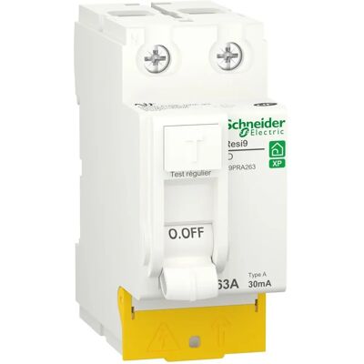 Schneider Electric R9PRA263 Interruptor diferencial bipolar - 63A, 30mA - Montaje en DIN Schneider Electric R9PRA263 Interruptor diferencial bipolar - 63A, 30mA - Montaje en DIN