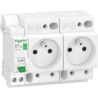 Schneider Electric Resi9 xe - Interrupteur modulaire avec 2 prises - 16A - Blanc - Publicité Schneider Electric Resi9 xe - Interrupteur modulaire avec 2 prises - 16A - Blanc - Publicité