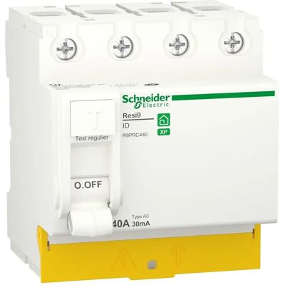 Schneider Resi9 XP Dispositivo Diferencial - 40A, 30mA, Blanco - Interruptor diferencial Schneider Resi9 XP Dispositivo Diferencial - 40A, 30mA, Blanco - Interruptor diferencial
