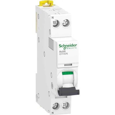 Schneider Electric - Acti9 iDT40N - Disjoncteur modulaire - 1P+N 40A - Publicité Schneider Electric - Acti9 iDT40N - Disjoncteur modulaire - 1P+N 40A - Publicité