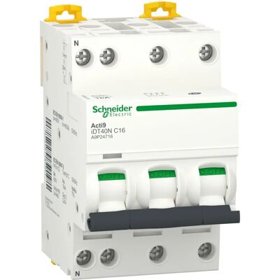 Schneider Electric Acti9 IDT40N - Disjoncteur 3P+N - 16A, Blanc - Publicité Schneider Electric Acti9 IDT40N - Disjoncteur 3P+N - 16A, Blanc - Publicité