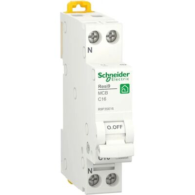 Schneider Electric R9P35616 - Interruttore magnetotermico 16A 1P+N Curva C Schneider Electric R9P35616 - Interruttore magnetotermico 16A 1P+N Curva C
