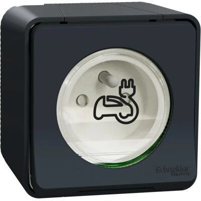 Prise de recharge pour véhicules électriques Schneider Electric - Gris, 16A, IP55 - Publicité Prise de recharge pour véhicules électriques Schneider Electric - Gris, 16A, IP55 - Publicité