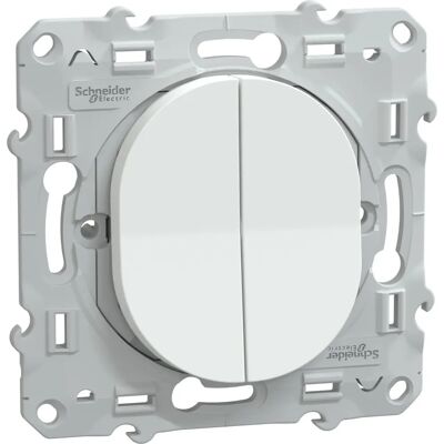Schneider Electric S320214 - Interrupteur double - Blanc - Commutateur - Publicité Schneider Electric S320214 - Interrupteur double - Blanc - Commutateur - Publicité
