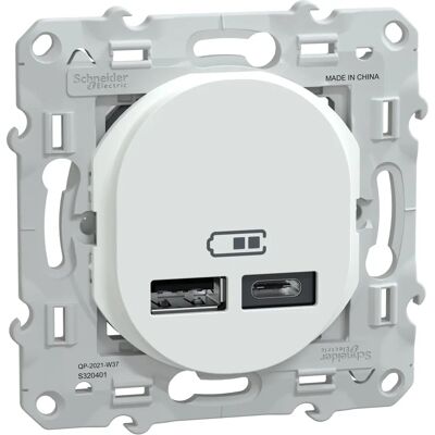 Schneider Electric SCS320401 - Chargeur USB double - Blanc - Publicité Schneider Electric SCS320401 - Chargeur USB double - Blanc - Publicité